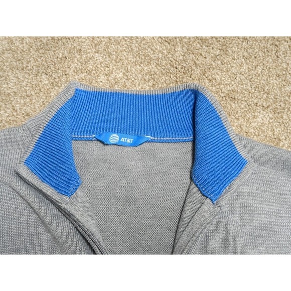 AT&T 1/4 Quarter Zip Sweater Employee Unisex Size‎ Medium Multi Color Gray Blue - Picture 5 of 6